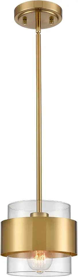 CLAXY Gold Pendant Light Mini Kitchen Island Pendant, Clear Glass Shade