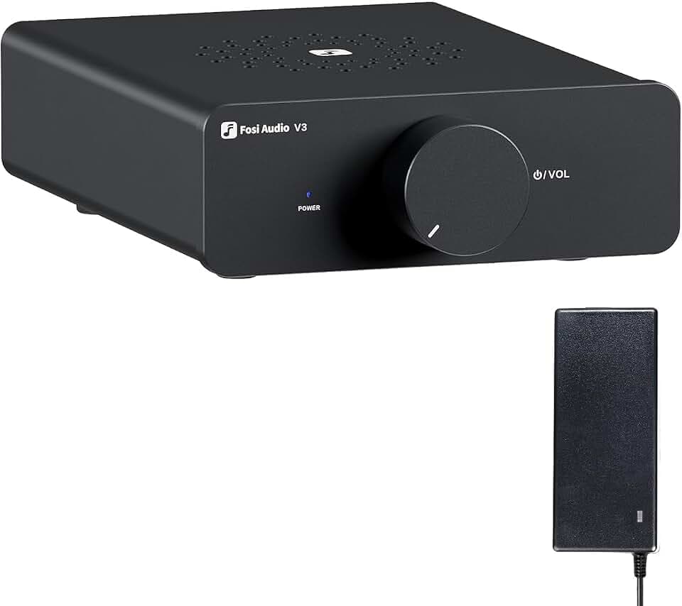 Fosi Audio V3 Hi-Fi Verstärker TPA3255 Klasse D 300 W x 2 Amp 2.0-Kanal-Stereo-Mini-Kompakt-integrierter digitaler Desktop-Verstärker für Heim-Audio Passive Regallautsprecher mit 32-V-Stromversorgung