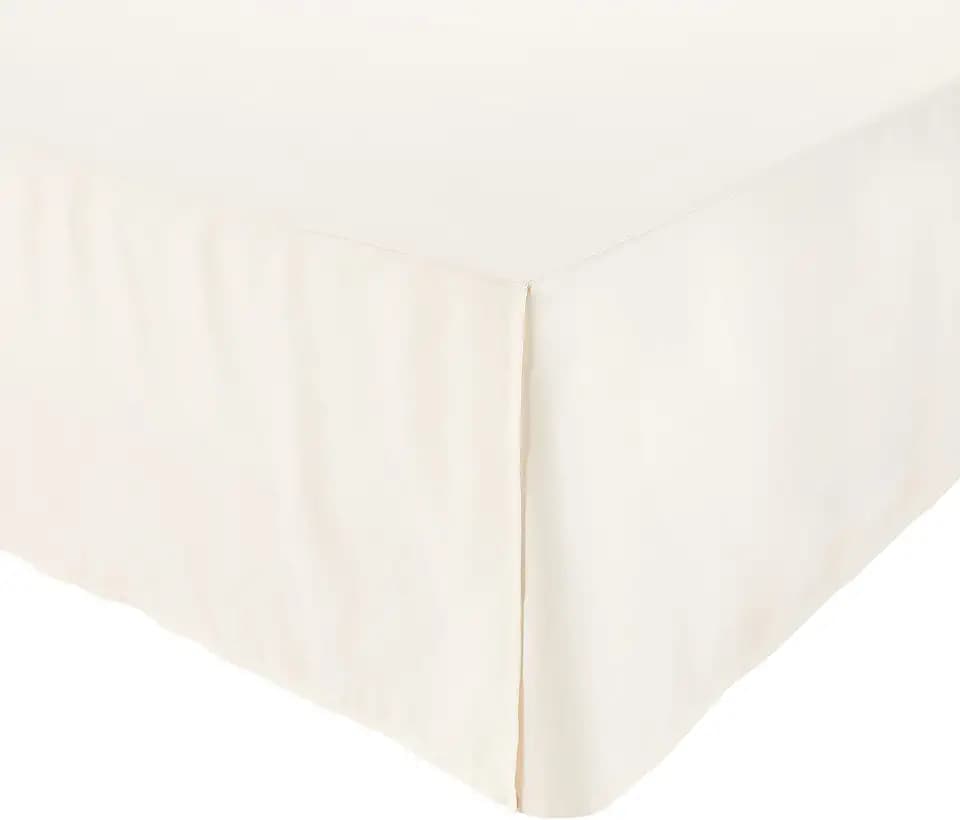 Amazon Basics Lightweight Pleated Bed Skirt, Full, Off White, Machine Washable, Fade Resistant, Wrinkle Resistant