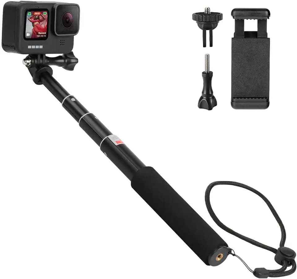 HSU 57.6cm/22.6" Selfie-Stick für GoPro, Insta360 & DJI Osmo Action-Kameras