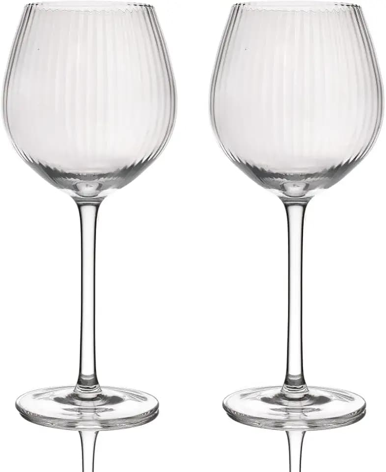 BarCraft 2er Set geriffelte Gin-Gläser, 2 handgemachte Gläser mit Prägung, in Geschenkbox, 550ml