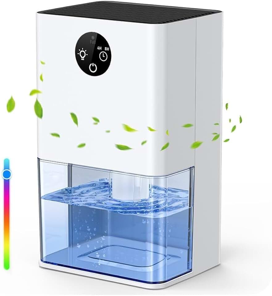 Luftentfeuchter Elektrisch Entfeuchter Keller 1800mL Raumentfeuchter Klein Dehumidifier Automatisches Abtauen Mit Timer 7-Farben RGB Leiser Entfeuchter Elektrisch für Waschküche, Wohnung, Badezimmer