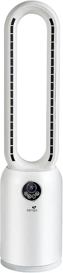 SENYA Fresh Air 2-in-1 Turmventilator mit HEPA-Luftreiniger, leiser Standventilator ohne Rotorblätter, Weitwinkel-Oszillation, inklusive Fernbedienung und 24 einstellbare Geschwindigkeiten