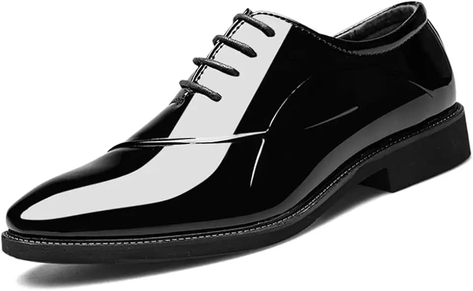 Men's Patent Leather Tuxedo Dress Shoes Classic Lace-up Formal Business Oxford Wedding Shoes