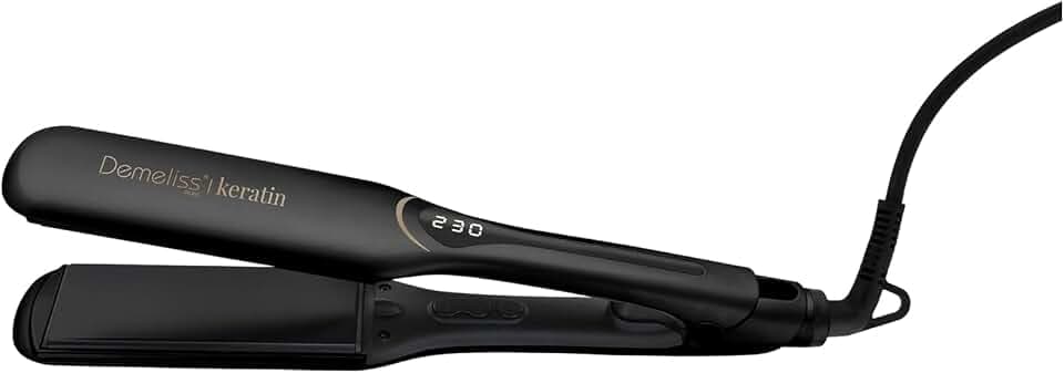 Demeliss Saint Algue Haarglätter Black Ceramic XL – große Keratinplatten – 14 Temperaturen – digitales Display – 360° drehbares Kabel – professionelles Glätten – geeignet für alle Haare – digitales