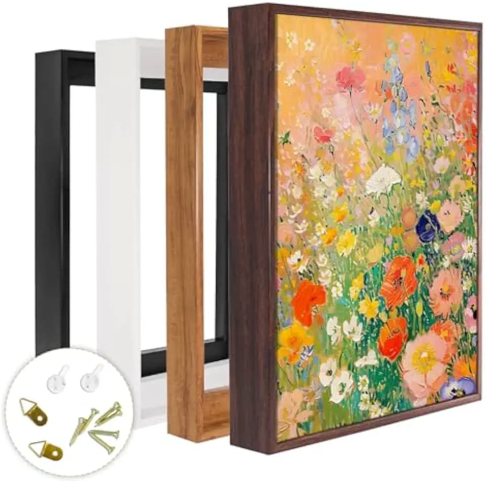 Floating Frames for Canvas, Wood-Look Frames for 1.25" Thick Canvas Paintings, Floater Frame Kit Available in 50 Sizes and 4 Colors for Room Wall and Art Decor (16x20inch Light Brown, 1-Pack)
