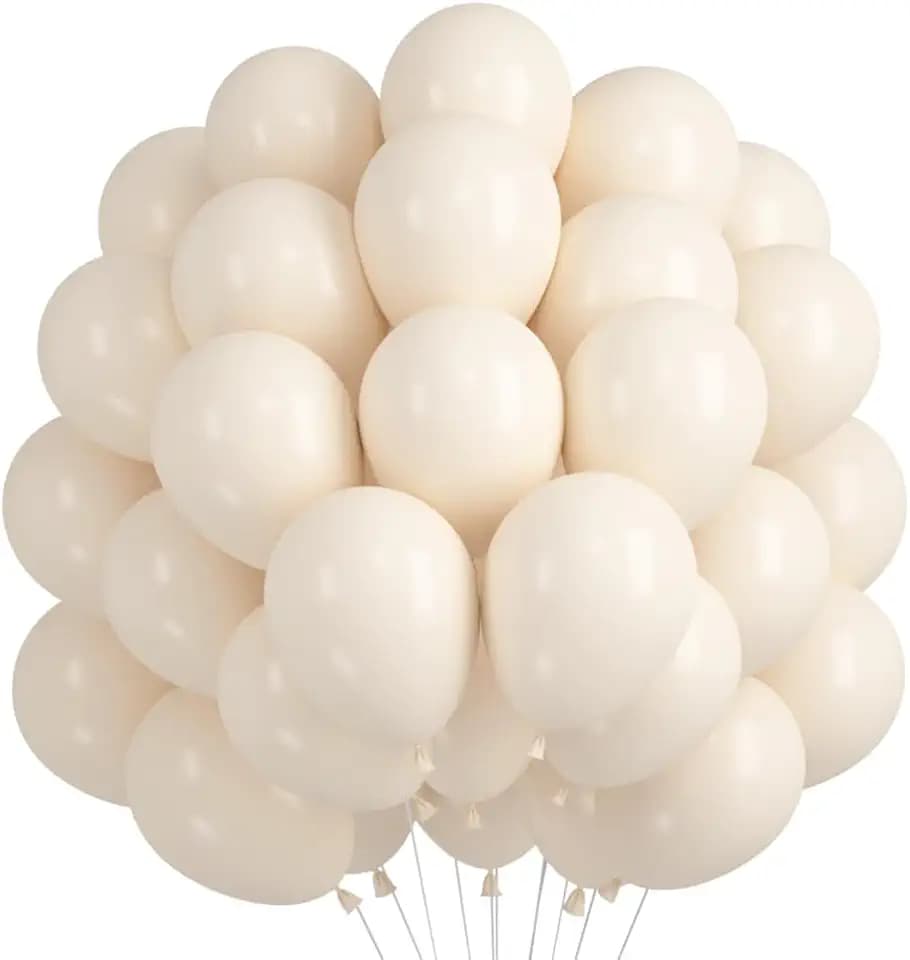Luftballons Beige, 60 Stück 12 Zoll Luftballons Sand Weiß, Beige Ballons Geburtstag, Retro Cream Weiss Latex Ballons, Matt Sandweiß Helium Ballon für Geburtstagsdeko Hochzeit Babyparty Taufe Deko