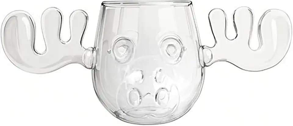 ACESOME Weihnachtsgläser, EierliköR Moose Mug, Christmas Vacation Elch-Mug, Kreatives Elch-Schnapsglas Aus Glass, Urlaubsgeschenke (1, 400ml)