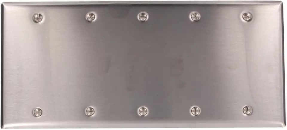 Leviton 5-Gang Blank Device Wallplate, Standard Size, Non-Magnetic Stainless Steel, 84065-40