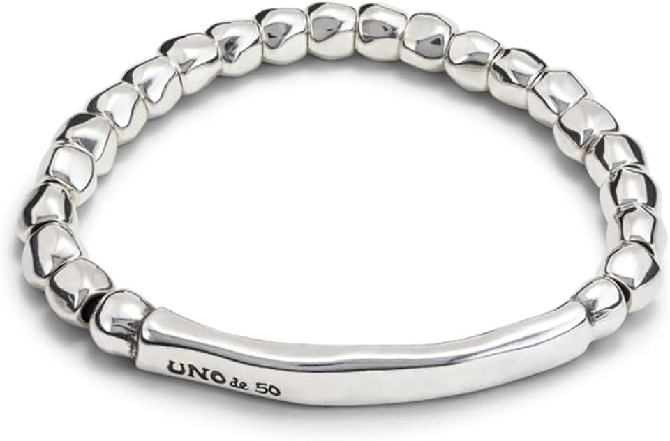 Uno de 50 | Starres Perlenarmband, versilbert | Handgefertigter Schmuck | Handgefertigt in Spanien