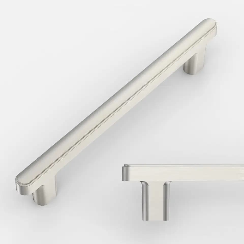 Amerdeco 10 Pack Brushed Satin Nickel Cabinet Pulls 5 Inch(128mm) Hole Center Drawer Pulls Cabinet Hardware Kitchen Cabinet Handles for Bathroom ZH0065