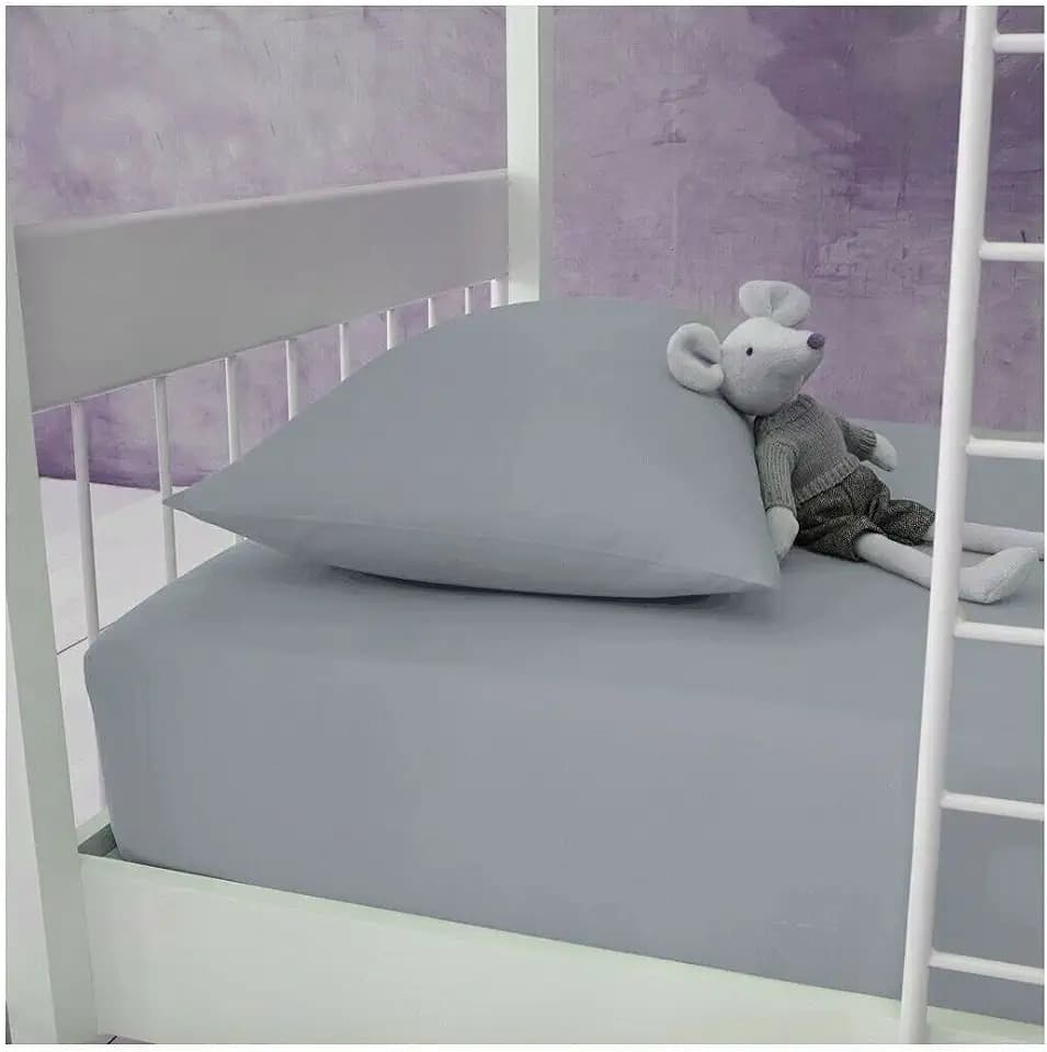 Perkal-Spannbettlaken, 100 % Polycotton-Etagenbett, superweich, luxuriös, bügelfrei, pflegeleicht, Spannbetttuch, 25 cm tiefe Taschen, kleines Einzelbett, 75 x 190 cm (grau)