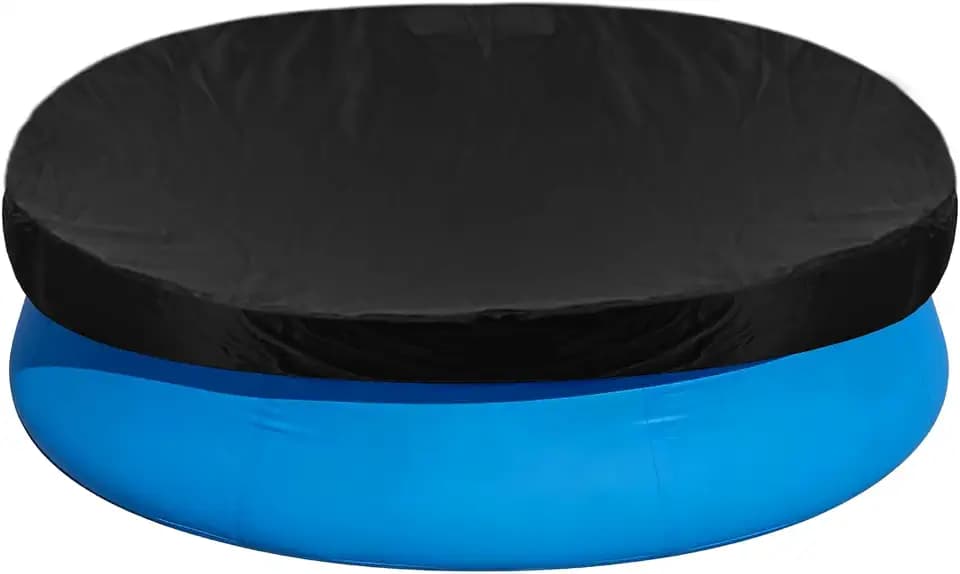 10ft Round Pool Cover Compatible with Intex Bestway Inflatable Above Ground Pool Round Easy Set Pool Cover with Elastic Bands No Drain Holes Inflatable Pool Cover Dustproof Outdoor Swimming Pool Cover