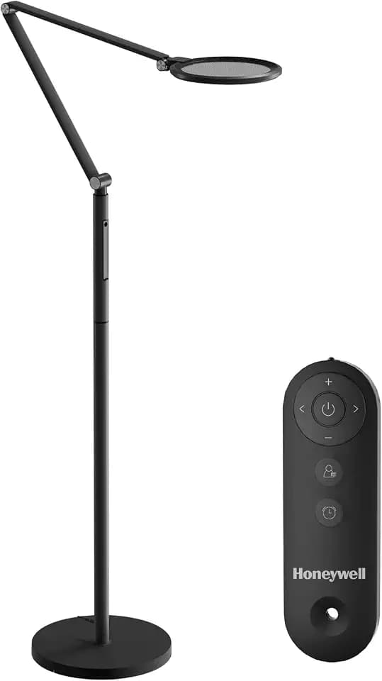 Honeywell F01 LED Floor Lamp, Dimmable Standing Light with Remote, Black