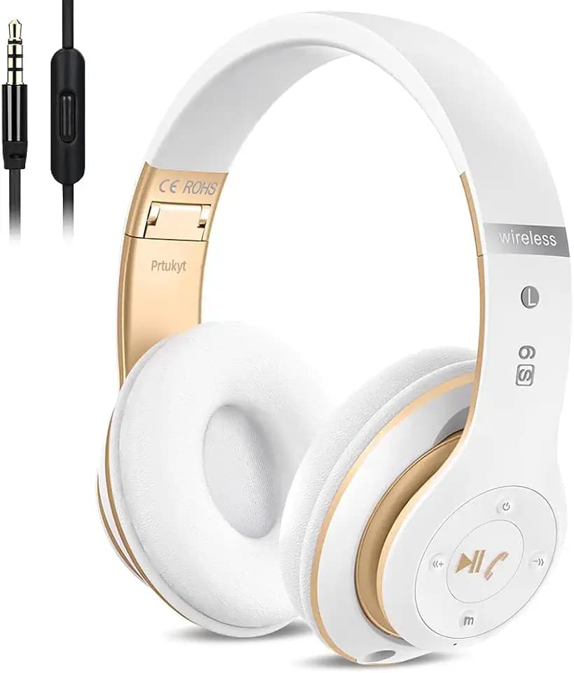 6S Bluetooth Headphones Over-Ear, Hi-Fi Stereo Foldable Wireless Stereo Headsets Earbuds with Built-in Mic, Volume Control, FM for iPhone/Samsung/iPad/PC (Blue)