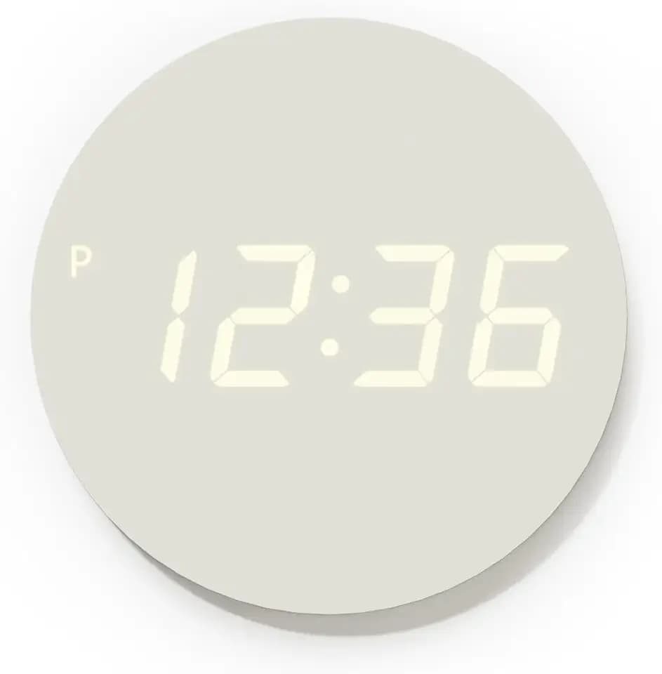 mooas Crayon Mini Digital LED Wall Clock, Nightlight (Cream)