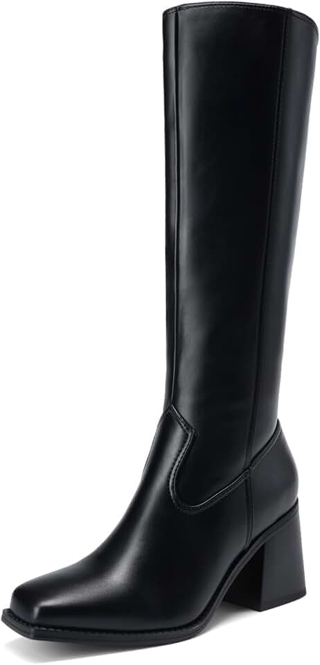 DREAM PAIRS Women's Knee High Block Heel Tall Boots