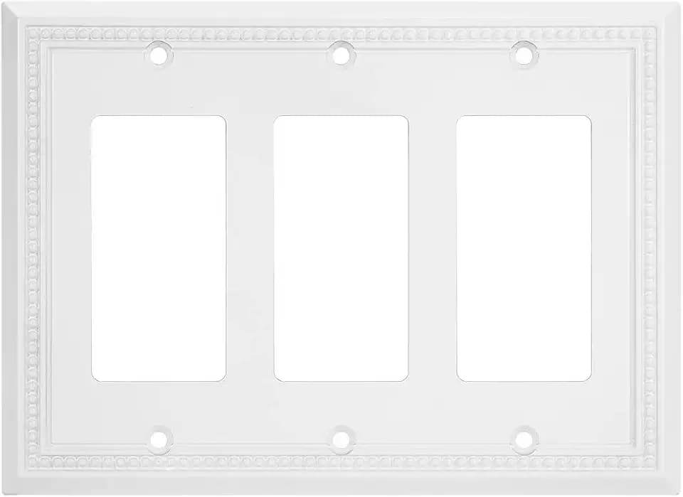 Henne Bery Sunken Pearls Heavy Duty Decorative Wall Plate Switch Plate Outlet Cover (Triple Decorator, White)