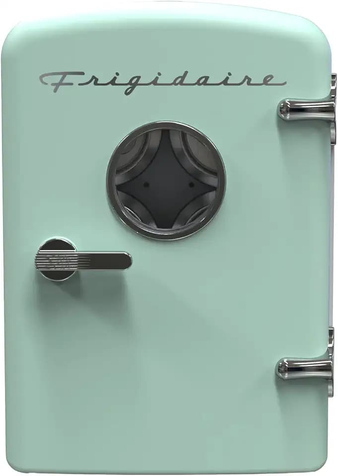 Frigidaire EFMIS171 Retro Mini Portable Personal Fridge - Ideal for Home, Office or Dorm - Includes Carrying Handle, AC/DC Wall/Car Charger (Green)