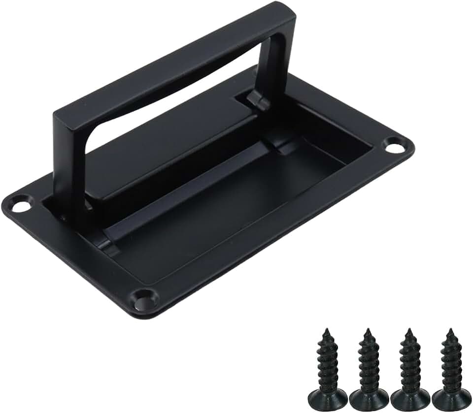 Recessed Flush Pull Handle with Mount Screws Black Toolbox Recessed Flush Pull Handle for Deck Hatch 3.74×2.36 inch,Pack of 1