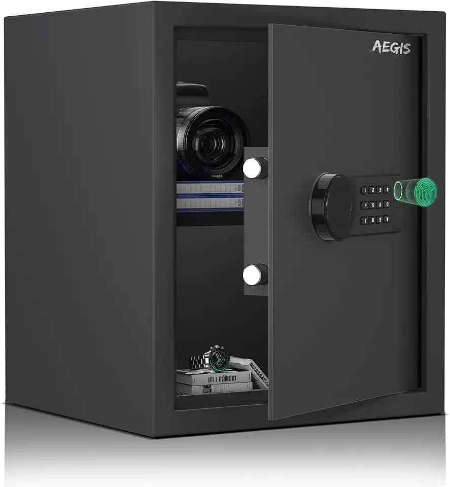 AEGIS 1.7 CuFt Fingerprint Safe, Steel Security Safe for Home/Office