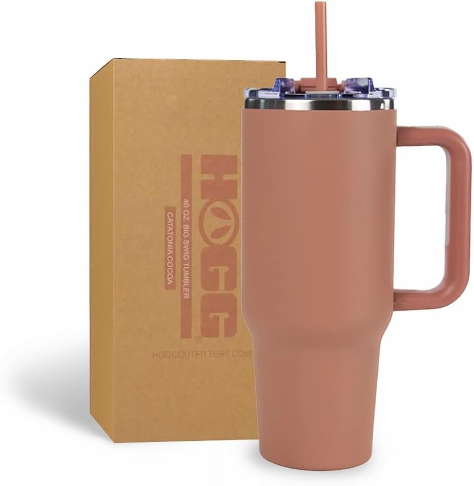 Hogg Big Swig 40oz Tumbler with Handle and Straw - Catatonia Cocoa, 40 oz Tumbler, Insulated Cup with Handle, 40oz Water Bottle with Straw, Thermal Cups, Leak Proof Lid, Travel Mugs, Stainless Steel