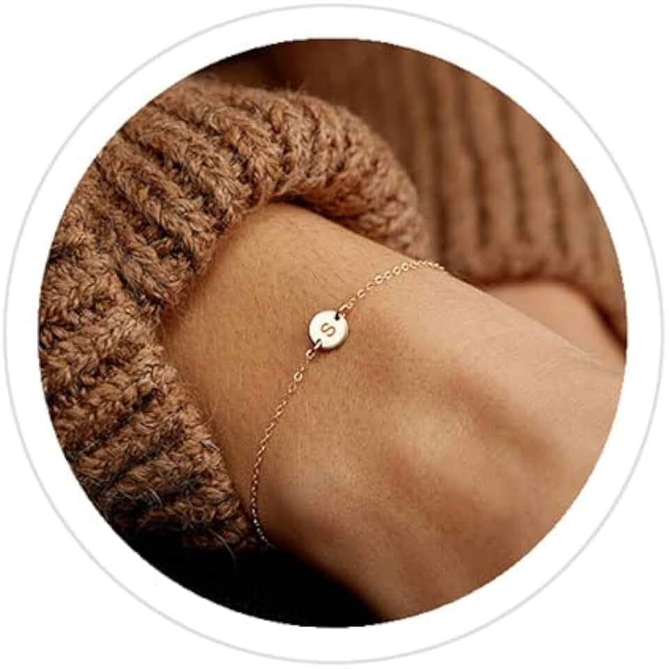 Personalized Initial Bracelet Dainty Letter Coin Charm Bracelets for Women