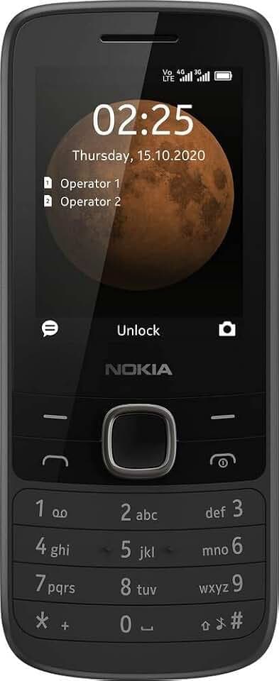 Nokia 225 (2020) 4G Dual-SIM Mobiltelefon im schwarzen Premium Design (2.4" QVGA Display, 4G Technologie, Bluetooth 5.0, MP3-Player, FM Radio, 128 MB Speicher (bis zu 128 GB via microSD), VGA Kamera)