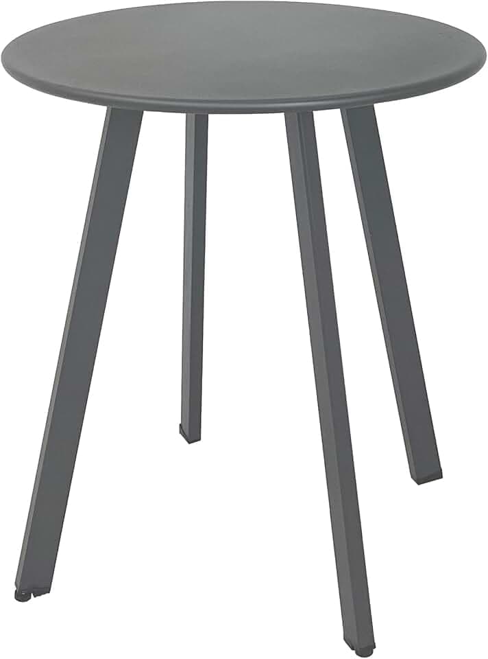 Meluvici Outdoor Side Table, Weather Resistant Patio Small Outdoor Indoor Round Metal Steel Small Side Table, Waterproof End Table for Garden Balcony Yard, Grey