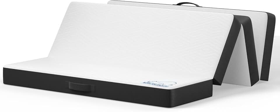 wowttrelax Faltmatratze für Doppelbett, 15,2 cm, faltbare Bodenmatratze, Doppelbett, 4-fach faltbar, einfache Lagerung, mit waschbarem Bezug und Druckentlastung, für Camping, Wohnwagen, Gästematratze