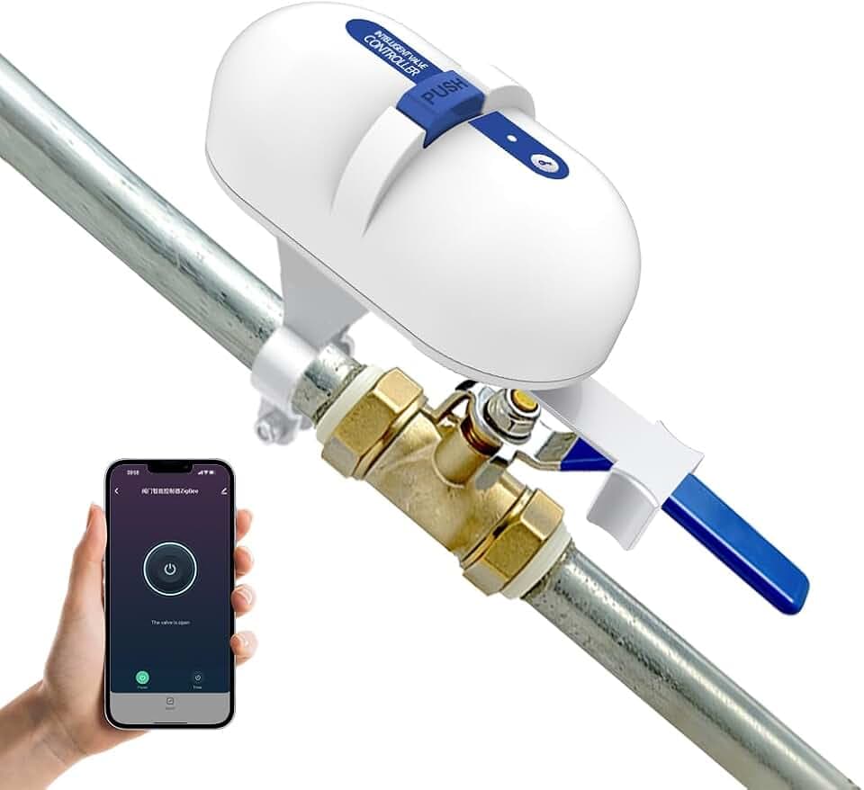 WiFi Smart Water Valve Controller, Remote Shutoff for 1/2 to 1 in Pipe