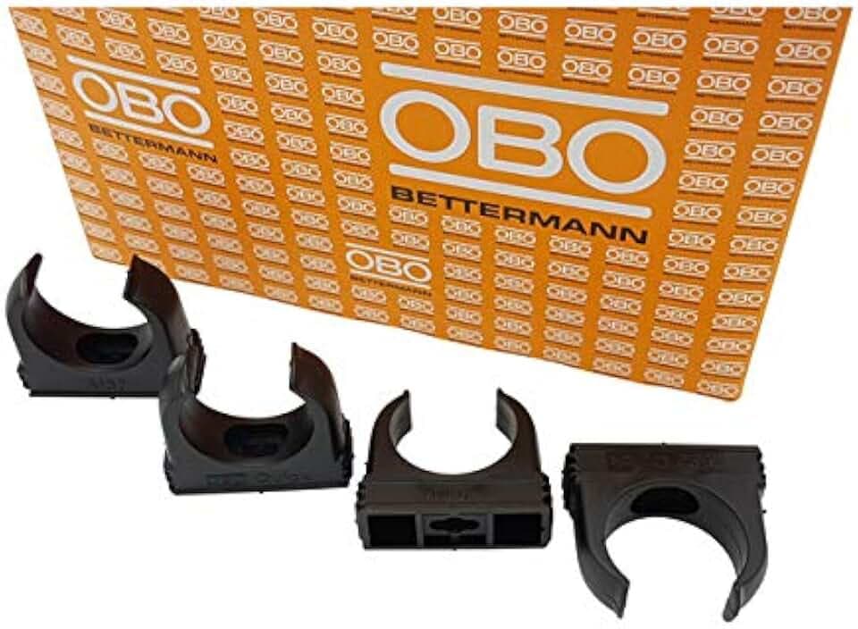 20x OBO Bettermann M32 Quick-Schellen | Klemmschelle | Rohrschelle | anreihbar | tiefschwarz | 32mm | 20 Stück
