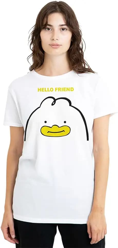KPop Demon Hunters Damen Kpop Demon Hunters Hello Friend Derpy Letter Ladies T Shirt, White T-Shirt (1er Pack)