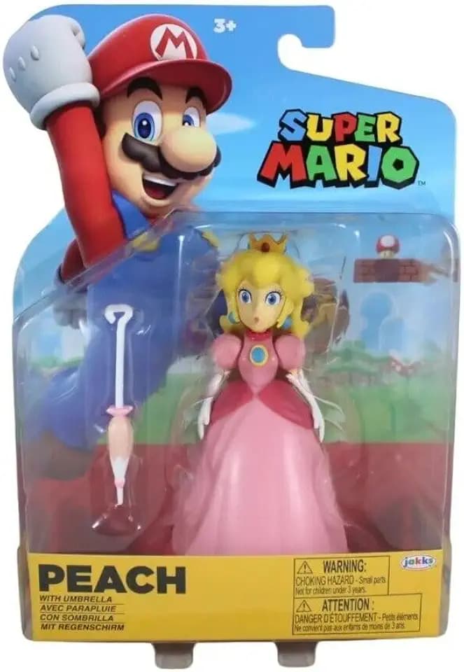 Super Mario 10,2 cm Actionfigur (Prinzessin Peach mit Regenschirm)