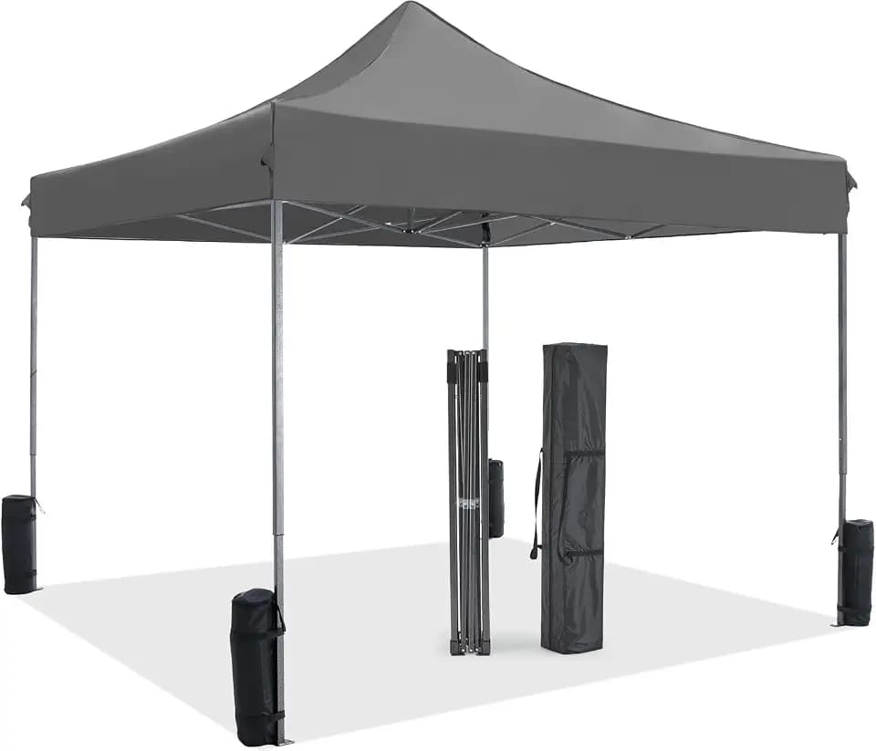 10x10 FT Pop Up Canopy, Easy Up Canopy Tents for Camping Parties Events, Patio, Beach, Backyard Portable Outdoor Shelter Heavy Duty Instant Sun Shade with Sand Bags