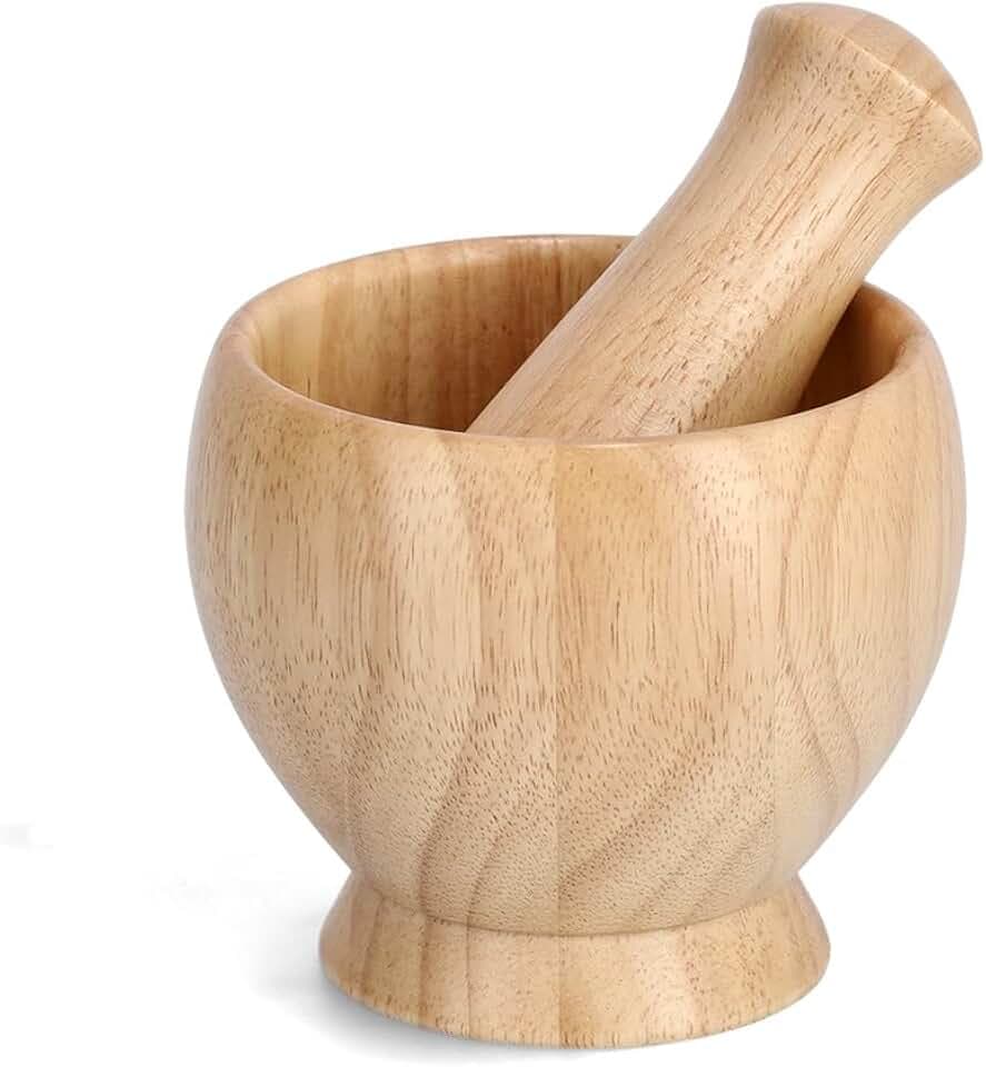 Zeller 24024 Mörser mit Stößel, Gummibaum, ca. 12 x 12 x 10 cm Beige 1 - Pack