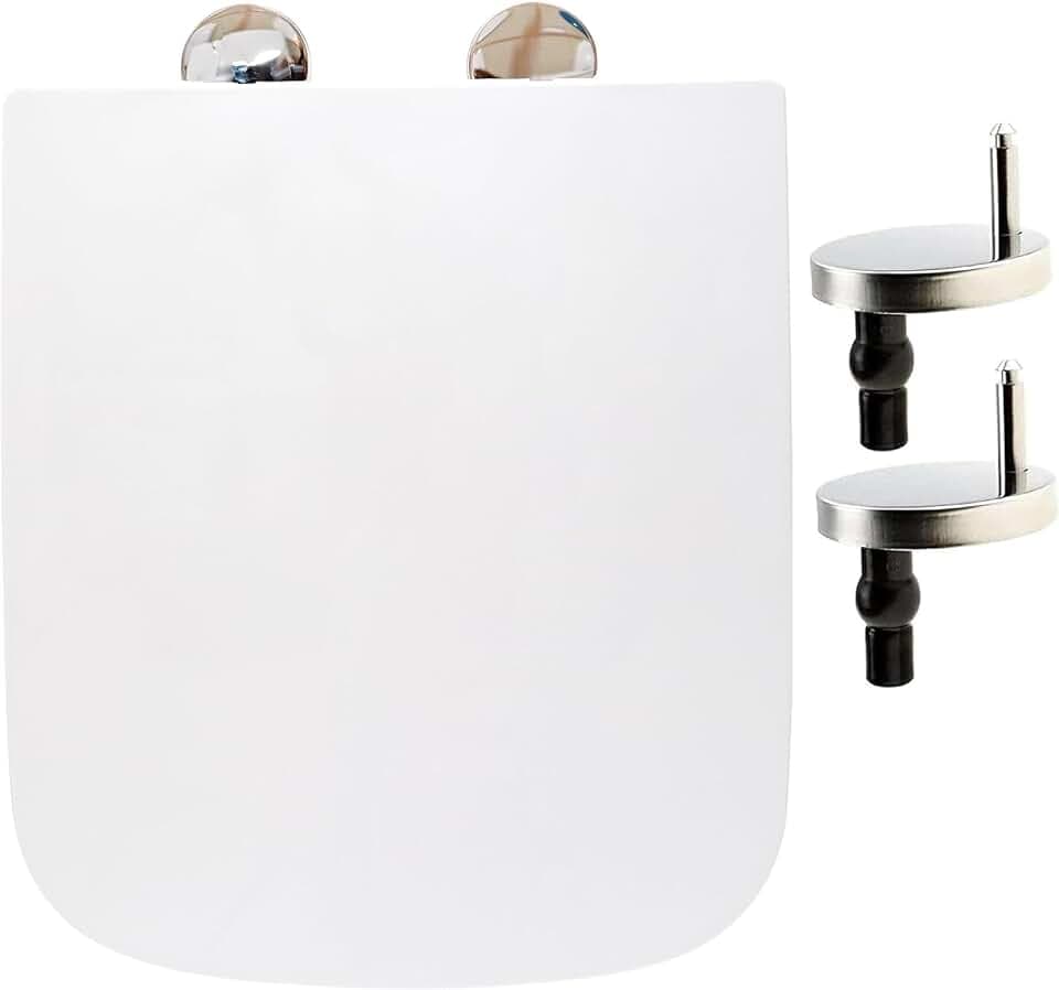 Quadratischer WC-Sitz, Absenkautomatik, stumm Sitzbezug, Schnellverschluss, Toilettensitz, einfache Reinigung, einfache Installation, mit Befestigung oben und verstellbaren Scharnieren, 42 x 36 cm