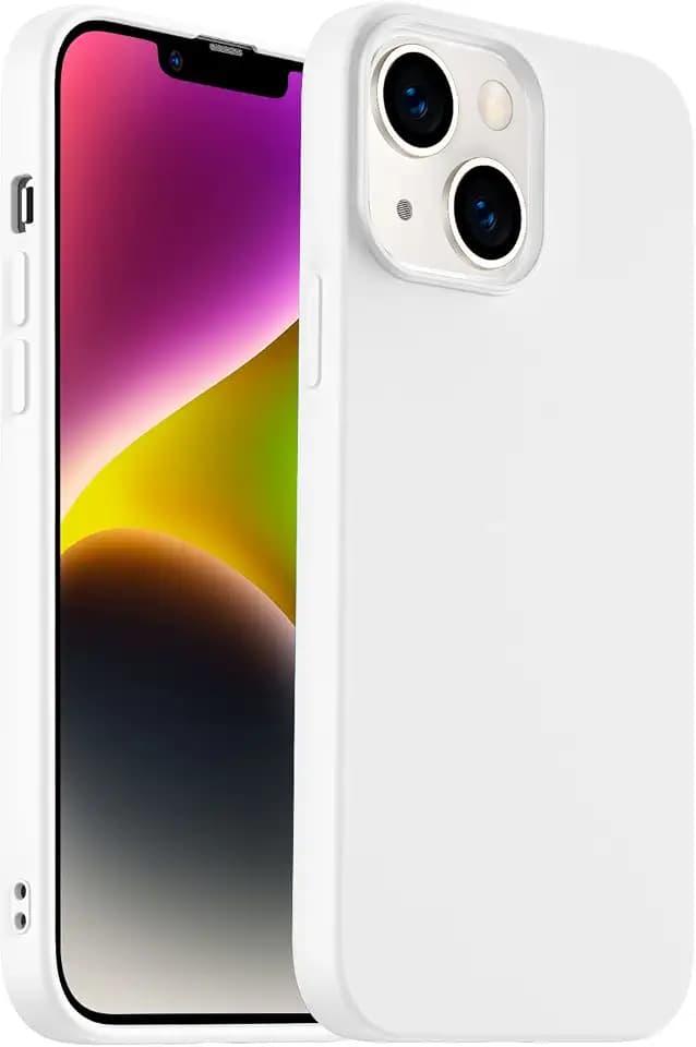 Designed for iPhone 14 Plus Case, Silicone Ultra Slim Shockproof Phone Case with Soft Anti-Scratch Microfiber Lining, [Enhanced Camera Protection] 6.7 inch (White)