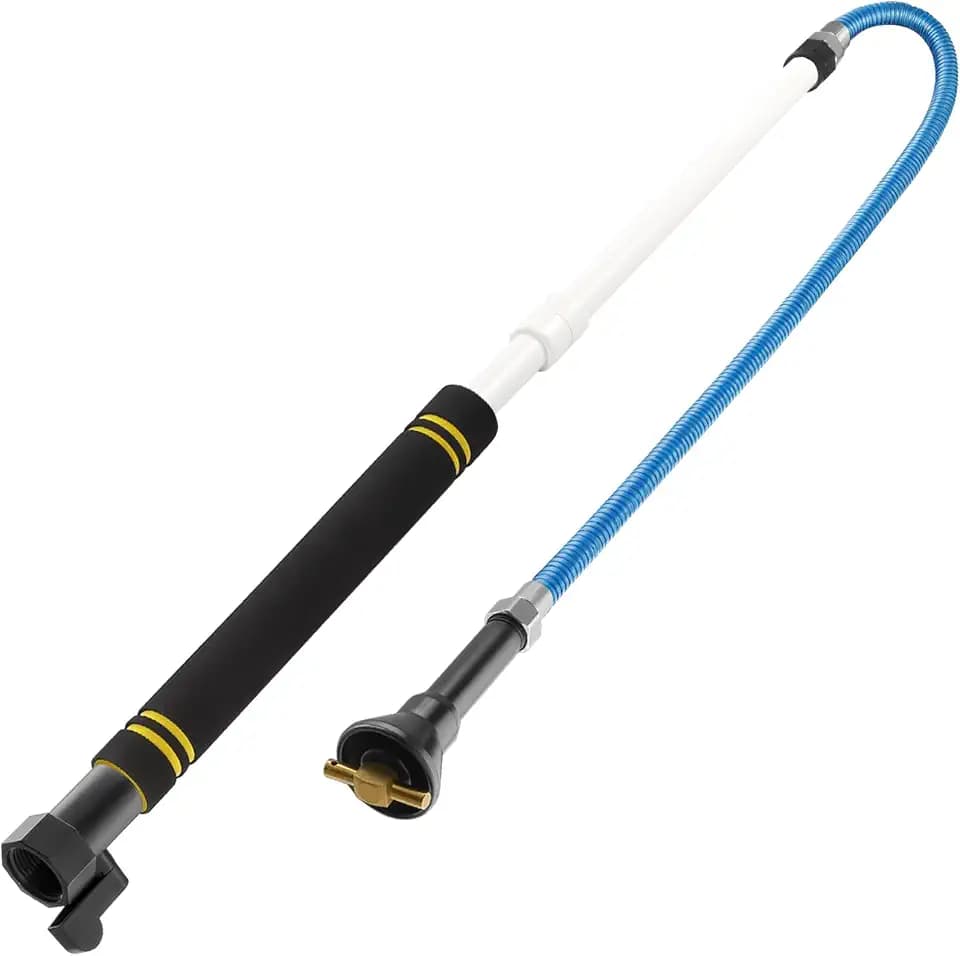 Rv Tank Rinser,61.5" RV Holding Tank Swivel Stik Rinser 304 Stainless Steel Hose with Flexible Rotary Cleaning Sprayer For Camper Toilet RV Black Water Tank Cleaner Wand and Garden (61in)
