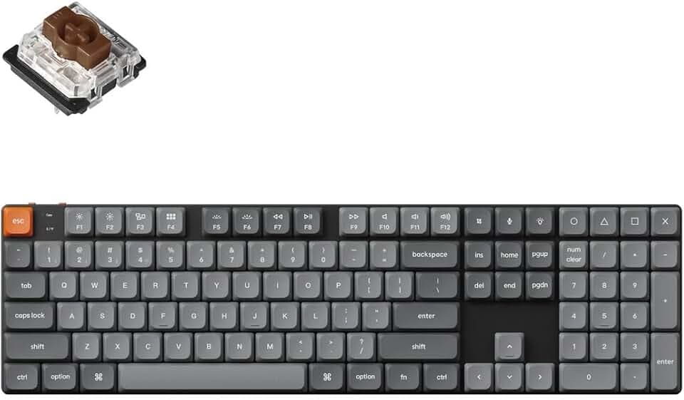 Keychron K5 Max Ultra-Slim Wireless Mechanical Keyboard, QMK/VIA Programmable, 3-Mode Bluetooth/2.4GHz / Wired with RGB LED, Low Profile Gateron Brown Switch Hot-Swap, PBT Key Covers