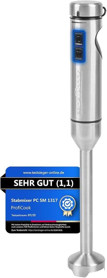 ProfiCook® Stabmixer 1000W | extra langer Mixstab | laufruhiger DC-Motor | Ice-Crush-Funktion | Pürierstab mit 4-fach Messer | auch für heiße Speisen geeignet | Mixstab | Hand Blender | PC SM 1317