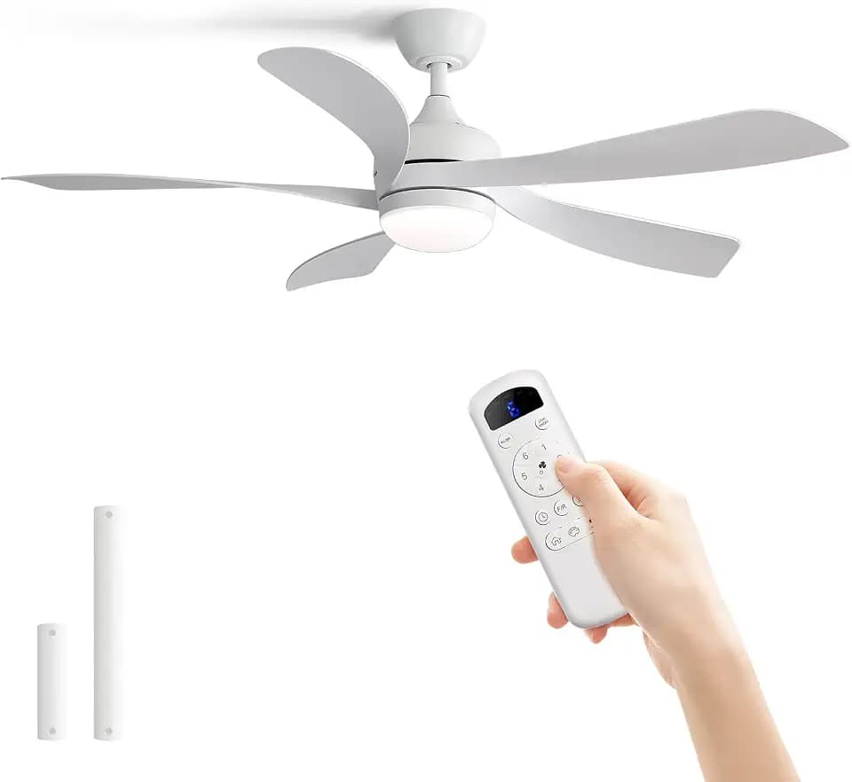 Sofucor 52 Inch Modern Ceiling Fan with Light Indoor/Outdoor White