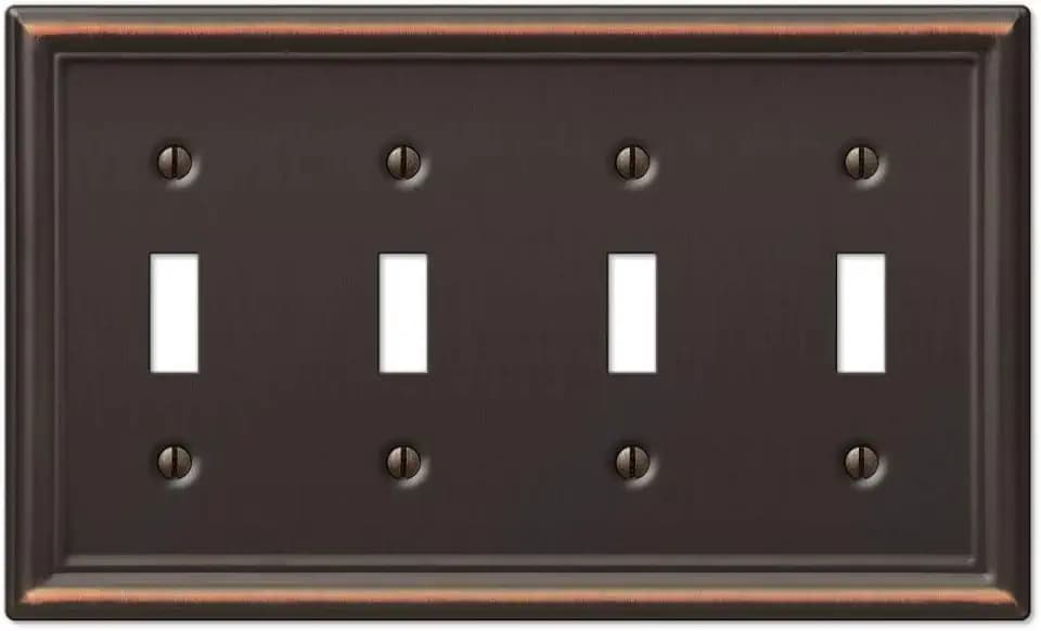 Amerelle 149T4DB Chelsea Wallplate, 4 Toggle, Steel, Aged Bronze, 1-Pack