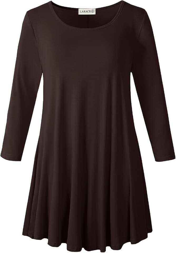 LARACE 3/4 Sleeve Plus Size Tunic Tops for Women Casual Fall Shirts Blouse