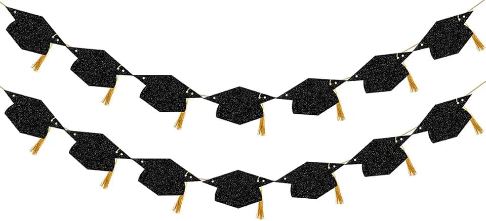 Graduation Decorations Class of 2026 Glitter Pre-Strung Congrats Grad with Tassel Party Congratulations Banner Decor College High School Graduation Party Favors Black