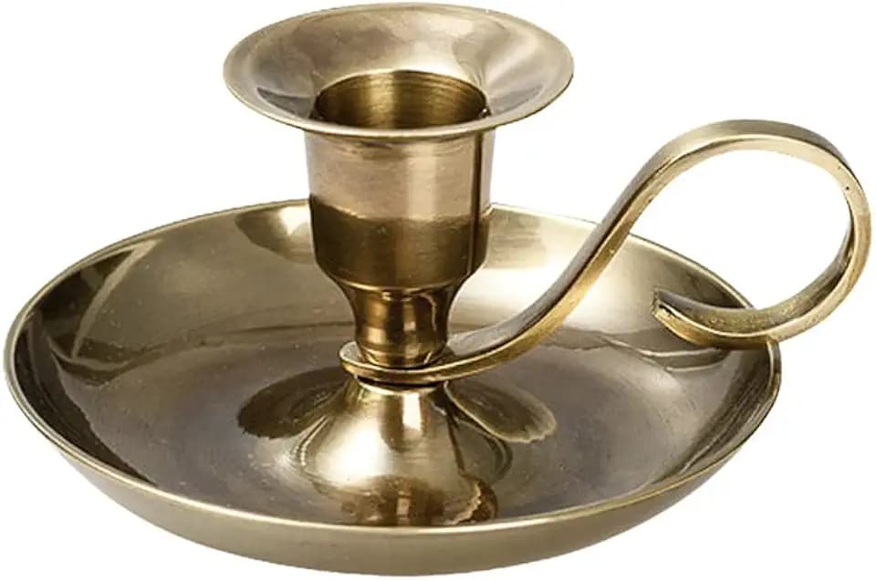 NKlaus Handleuchter Klassik Messing Gold antik, für Kerzen Ø 2–2,2 cm