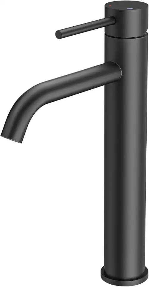FORIOUS Wasserhahn Bad Schwarz,Waschtischarmatur Hoch mit Auslaufhöhe 190MM