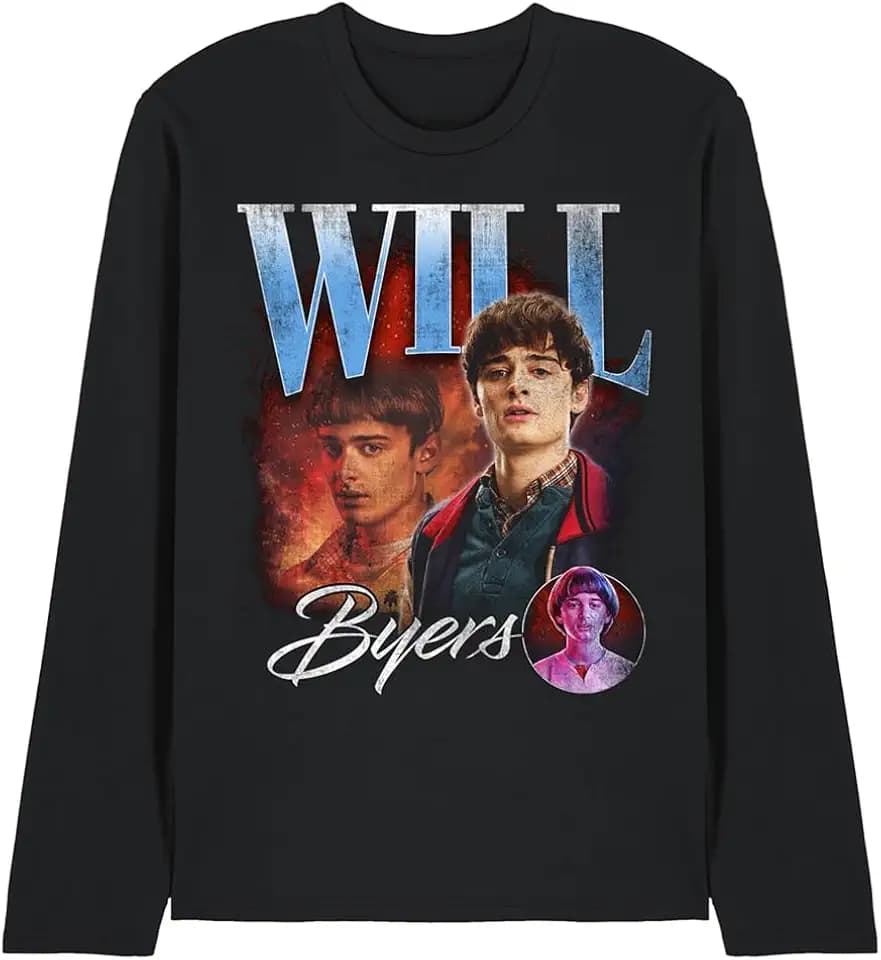 Stranger Things Unisex Stranger Things Will Homage Unisex Long Sleeve T Shirt, Black T-Shirt (1er Pack)