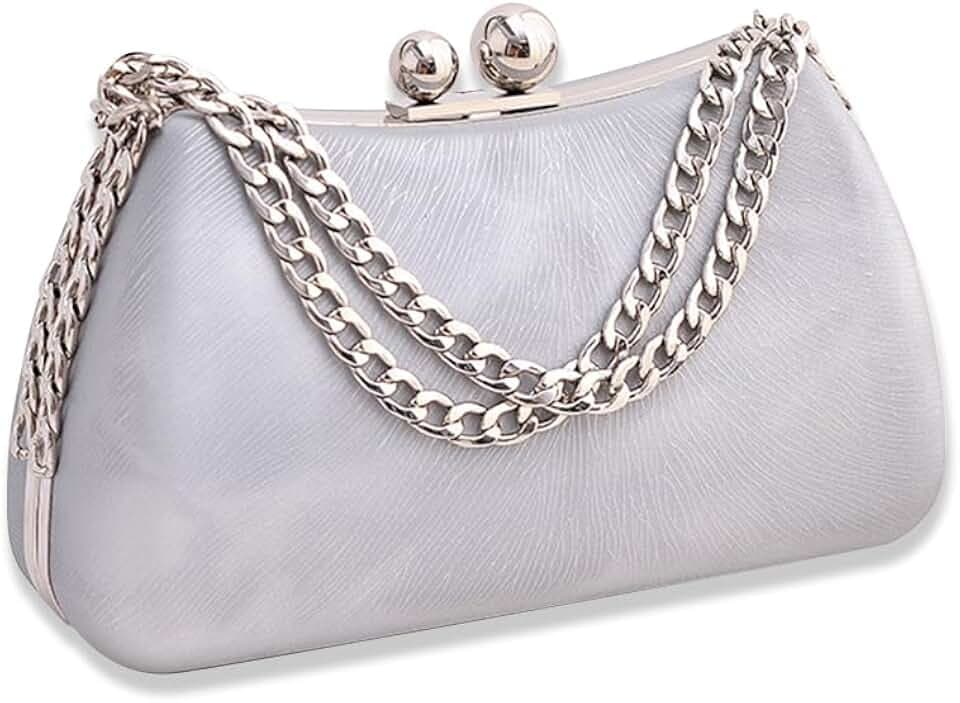 CORIOS Damen Abendtasche Marmor Clutch Bag Elegant Brauttasche Luxus Handgelenktasche Abnehmbarer Kette Handtasche Klein Tasche für Tanzparty Hochzeit Geburtstag Abendparty Silber