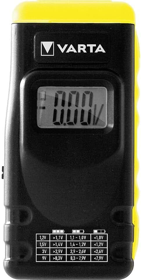 VARTA Batterietester LCD Digital für Batterien, Akkus und Knopfzellen, Testgerät für alle wichtigen Batteriegrößen (AA, AAA, C, D, 9V)